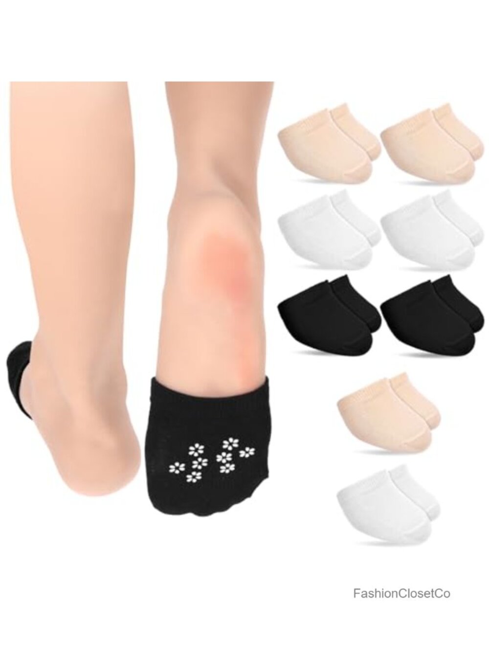 No Show Toe Topper Socks for Women with Grippers, 9 Pairs, Invisible Half Socks